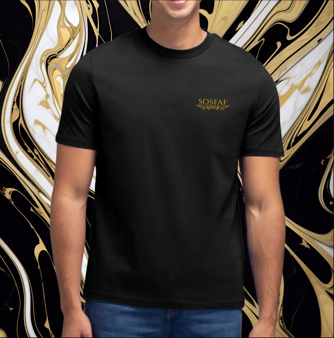 T-shirt SOSFAF – Édition Premium Black & Gold - SosFafmerch