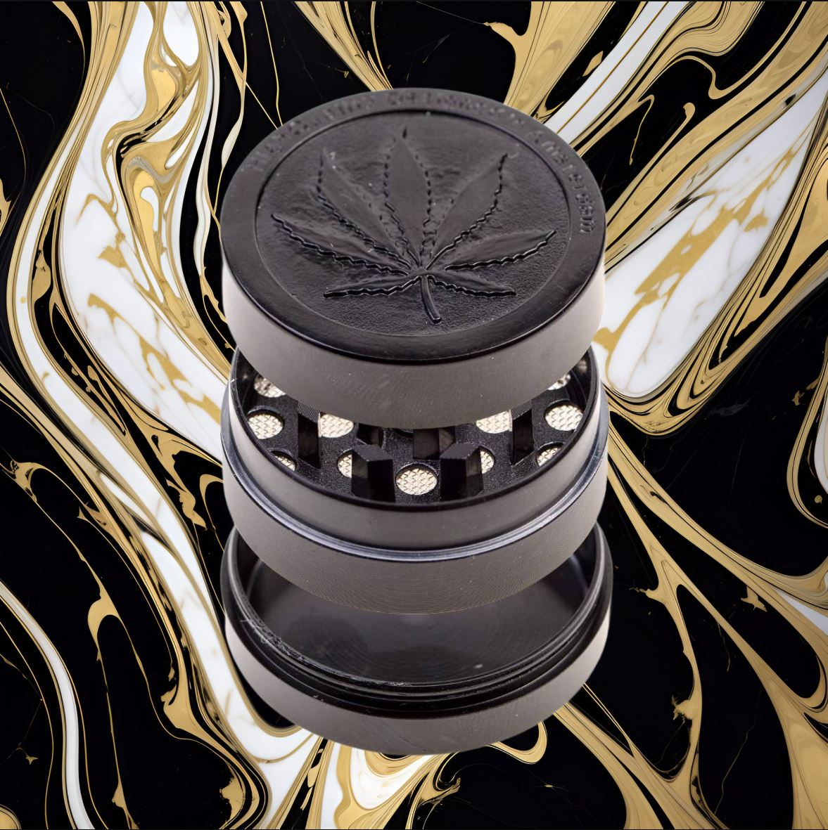 GRINDER RAGGA LEAF BLACK METAL 40MM - SosFaf